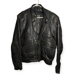 Vintage Hein Gericke Black Leather Motorcycle Jacket Cafe Racer Distressed